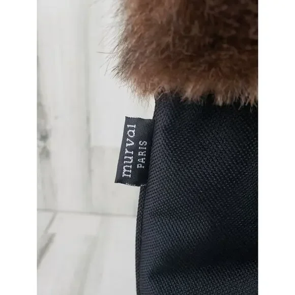 Murval Paris Black Faux Fur Tote Bag Women's Purse Monogram RSL - Picture 3 of 12